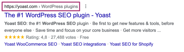 A screenshot of breadcrumb pathway from Google Search Engine Result Page.